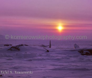Canadian Arctic, Resolute Bay, Lancaster, March 1975, -45C,  The crash site of Avro Lancaster FM221 Aircraft crashed at Resolute Bay, North West Territories, Canada, September 23, 1950