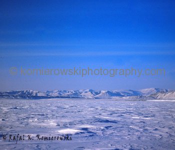 Canadian Arctic, Axel Heiberg Island, April 1975, -40C.  View of large inlet north of Good Friday Bay seen from Massey Sound.