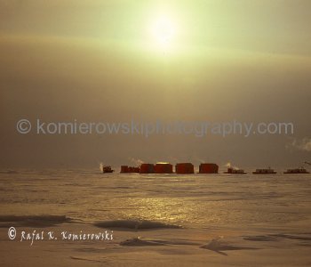 Canadian Arctic, Sverdrup Channel, May 1975, -25C.  Another Blizzard approaching moving survey camp.
