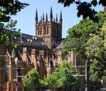 St Mary of the Cross seen from Macquarie Street (next to Land Titles Office), Sydney
