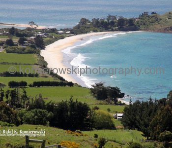 Karitane Beach, exploring countryside in spring colors east of Palmerson, north of Dunedin