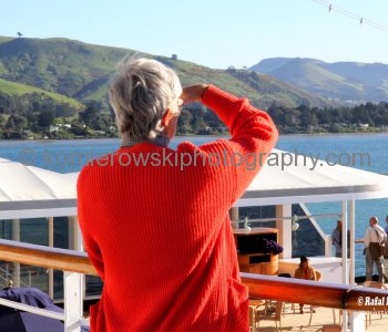 .... on deck to wave goodbye to locals in Port Chalmers....
