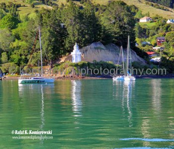 This lighthouse was built at the Akaroa Heads in 1878 then moved to Akaroa township in 1980.