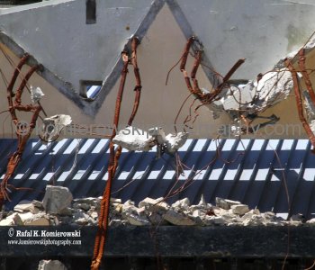 Christchurch after earthquake, New Zealand...photo taken through a tour bus window...