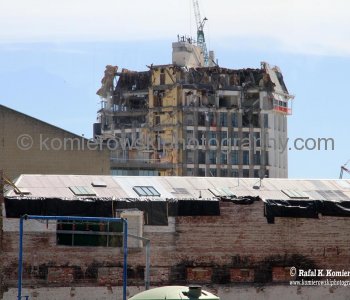 Christchurch after earthquake, New Zealand...photo taken through a tour bus window...