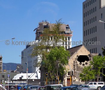 Christchurch after earthquake, New Zealand...photo taken through a tour bus window...