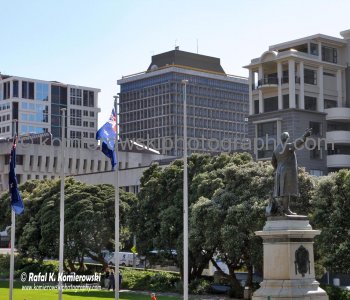 View from grounds of New Zealand government-  Parliament Buildings...