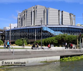 The Michael Fowler Centre from the Lagoon, Wellington, New Zealand
