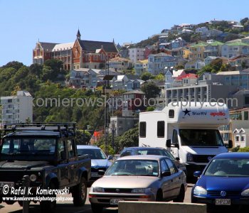 Monastery and part of Mt. Victoria from the grounds of Te Papa Tongarewa, the National Museum of New Zealand, Wellington, NZ.