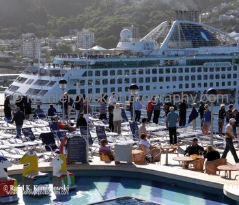 View from upper deck on MS Oosterdam, Wellington, New Zealand