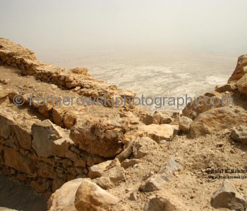 Masada,    .....remains of the partially restored walls....