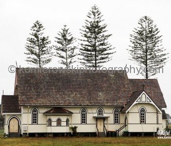 Presently under renovation (re-painting) - former RC Church in Broadwater, NSW, Australia, (rain - local spring time - November 10, 2012)