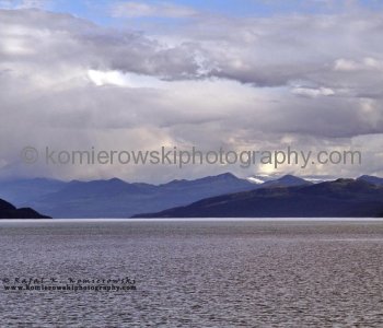 Beautiful scenery along Upper Arrow Lake. Looking (from the ferry) south towards Monashee Mountains, B.C.