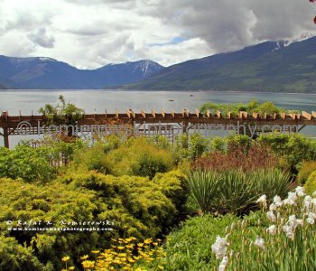 Spicer Garden and partial view of Upper Arrow Lake and Saddle Mtn. Nakusp, BC