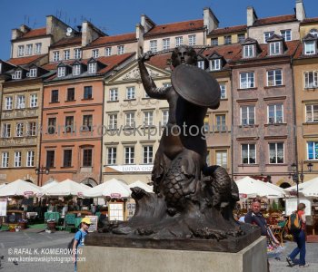 Syrenka symbol of Warsaw,  Stare Miasto-the restored Old Town section, Warsaw, Poland