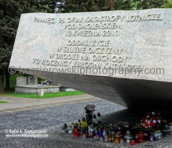 Smolensk plane crash memorial at Powazki Military Cemetery, Warsaw.A large delegation of VIPs crashed near a military airfield in Smolensk killing all on board.