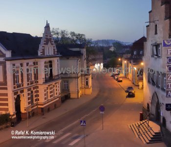 Kamienna Gora-view from hotel before sunrise. From here, nearby towns and cities  offers many interesting places for skiers, surfers and mountain climbing.