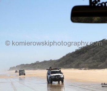 120 kilometres or 75 miles beach runs along most of the east coast of Fraser Island. It is used as a landing strip for planes and an informal highway for vehicles