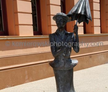 A statue honours Mary Poppins in the Queensland town of Maryborough...