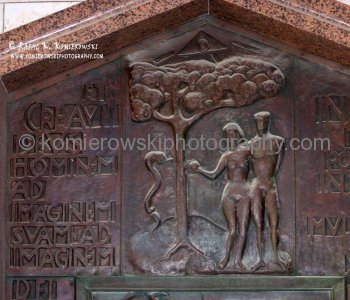 Bronze main door of Basilica of the Annunciation, with bas reliefs of scenes from life of Jesus