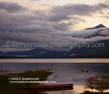 Sunrise above Monashee Mountains seen from Burton, BC..