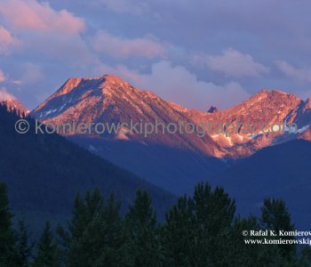 Sunset above Devils Range, Selkirk Mtns. Burton BC.