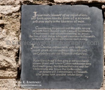 A commemorative plaque in the Church of St. Joseph in Nazareth, Israel