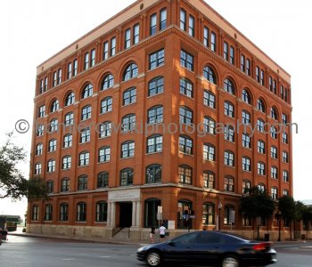 6th Floor-Snipers Nest at Texas School Book Depository, seen from Houston Street, Dallas, Texas