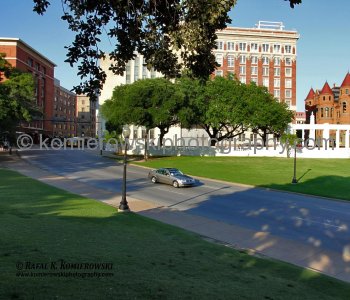 X (a.k.a. Z224) position, place were JFK deadly shot killed him. View from Grassy Knoll. Dallas, Texas