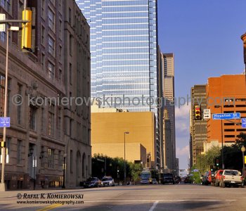 View of Houston Street and Elm Street, JFK an open car motorcade last corner  turn. Here photographers captured the last living images of President John F. Kennedy