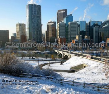 Calgary s skyline -Eau Claire after sunrise, Alberta