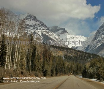 View Eastbound- Trans Canada west of Field in Yoho NP. Weather-late March,