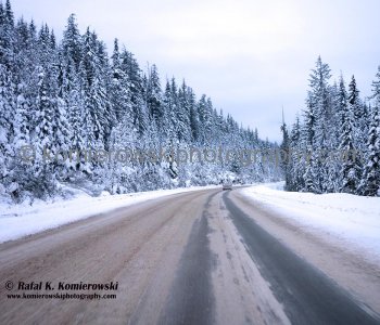 westbound -driving to Rogers Pass..Weather-late November...