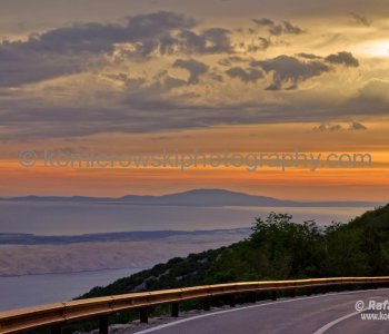 Approaching Adriatic Coast near Karlobag minutes before sunset- view from highway no. 25.