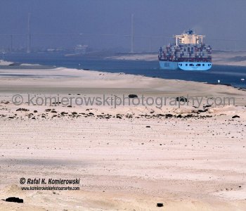 The Suez Canal - convoy  sailing to the Port Said