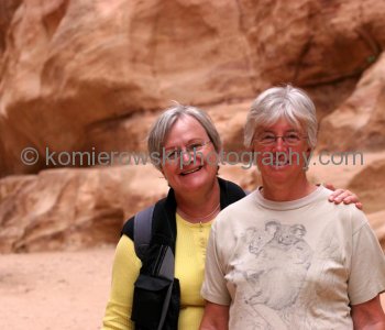 My wife Maria and our friend Galit in Petra hiking to Monastery