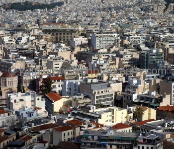 ...view (from Acropolis) of part of the city center ...Athens, Greece