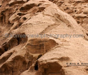 View of Amazing Geology on the way back from the Monastery to village of Petra, Jordan