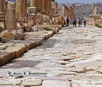 The Cardo \"Colonnaded Street\" Still paved with the original stones - the ruts worn by chariot wheels still visible.