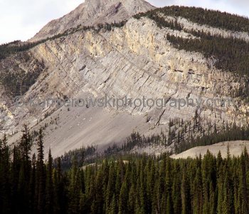 Incredible geological formation seen from Highway No. 93, north of North Saskatchewan River, Banff National Park, Alberta, Icefields Parkway- Canadas most scenic mountain roadway