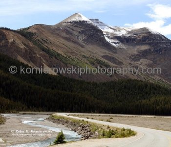 Approaching  \\\"Big Bend\\\" on Hwy. No. 93,  Banff National Park, Alberta, Icefields Parkway- Canadas most scenic mountain roadway