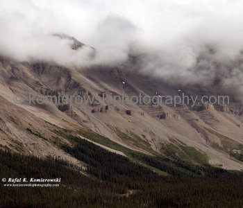 Spectacular geology seen from \\\"Big Bend\\\" on Hwy. No. 93,  Banff National Park, Alberta, Icefields Parkway- Canadas most scenic mountain roadway