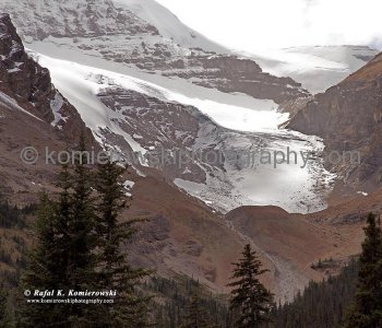 Glacier seen from Hwy. No. 93 at Sunwapta Pass,  Banff National Park, Alberta, Icefields Parkway- Canadas most scenic mountain roadway